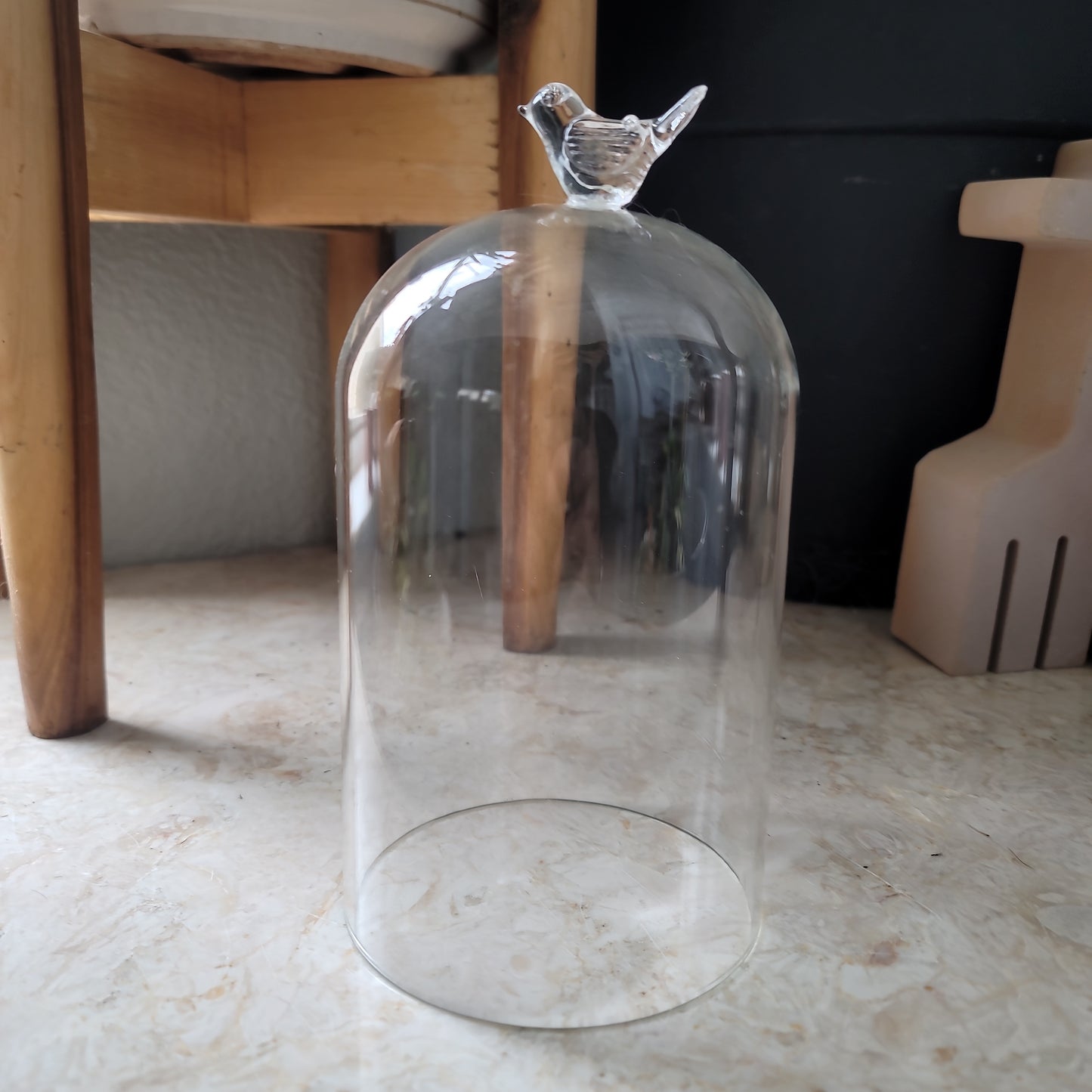 Glass Dome with Bird Topper