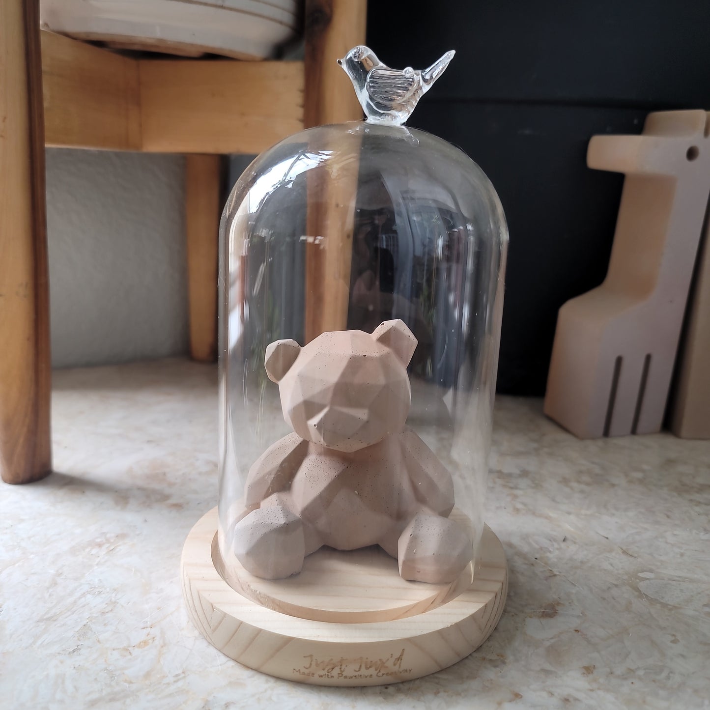 Glass Dome with Bird Topper