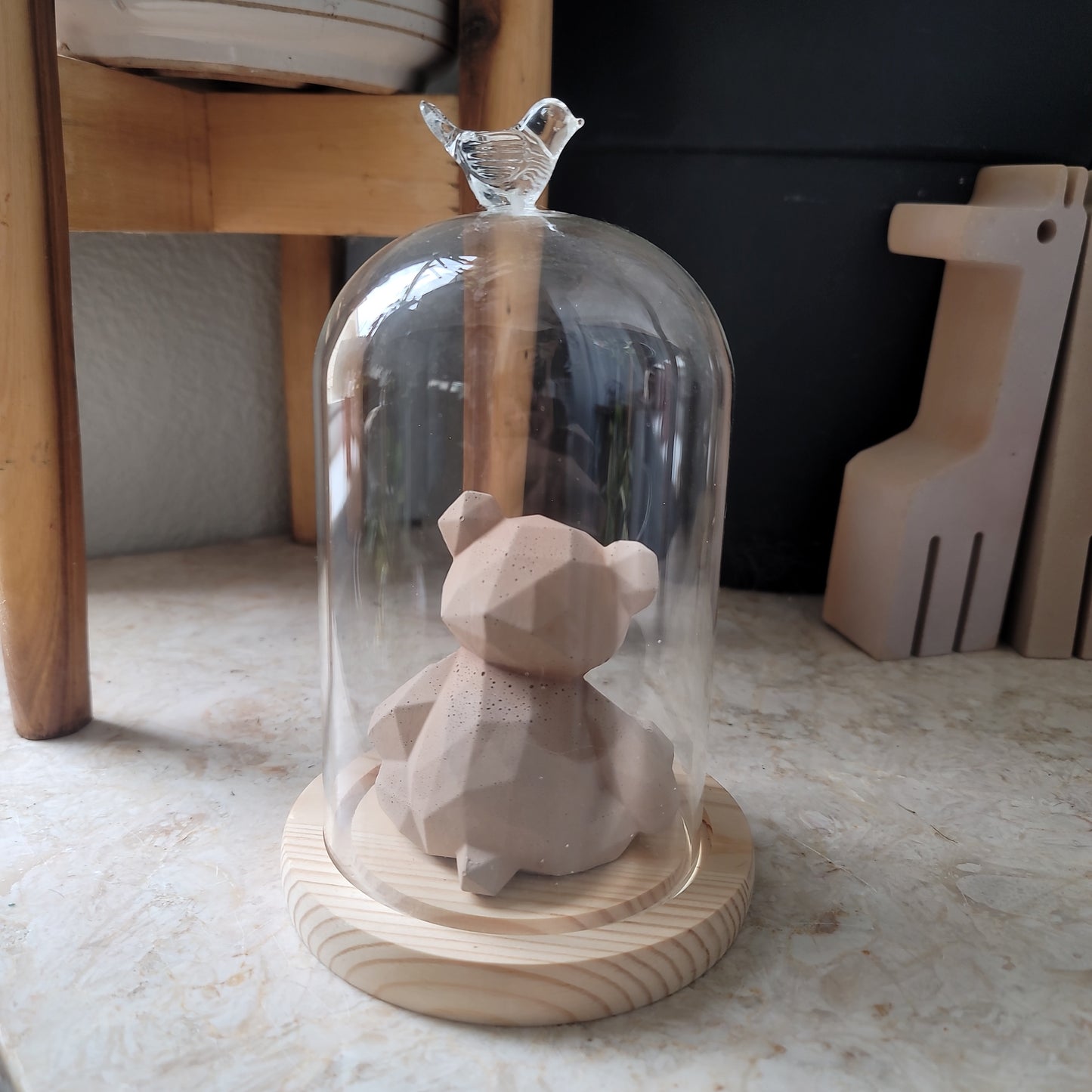Glass Dome with Bird Topper