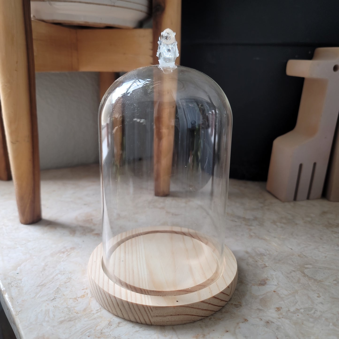 Glass Dome with Bird Topper