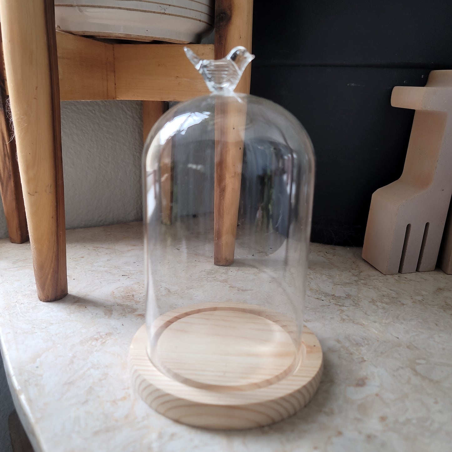 Glass Dome with Bird Topper