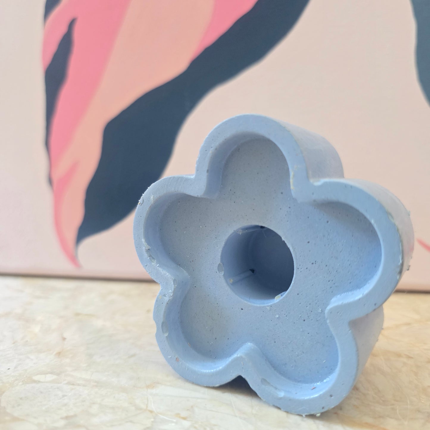 Flower Cement Taper Candle Holder – Elegant Concrete Decor