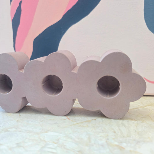 Flower Cement Taper Candle Holder – Elegant Concrete Decor