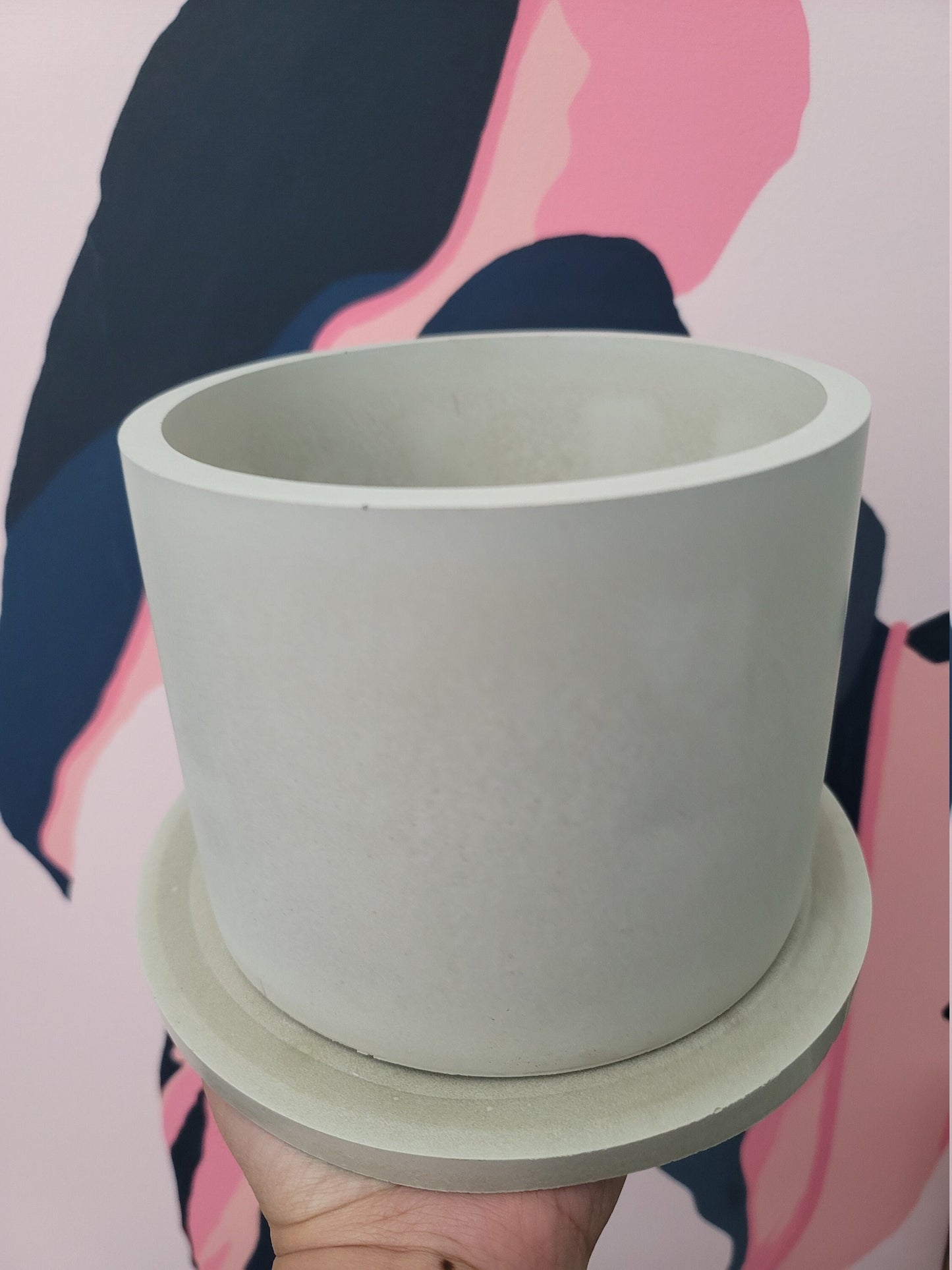 Medium 6in Concrete Planter with Tray | Simple Pot | Medium pot | Planter with Drainage Hole | Round Flower pot | Cement Plant Pot |Cute pot