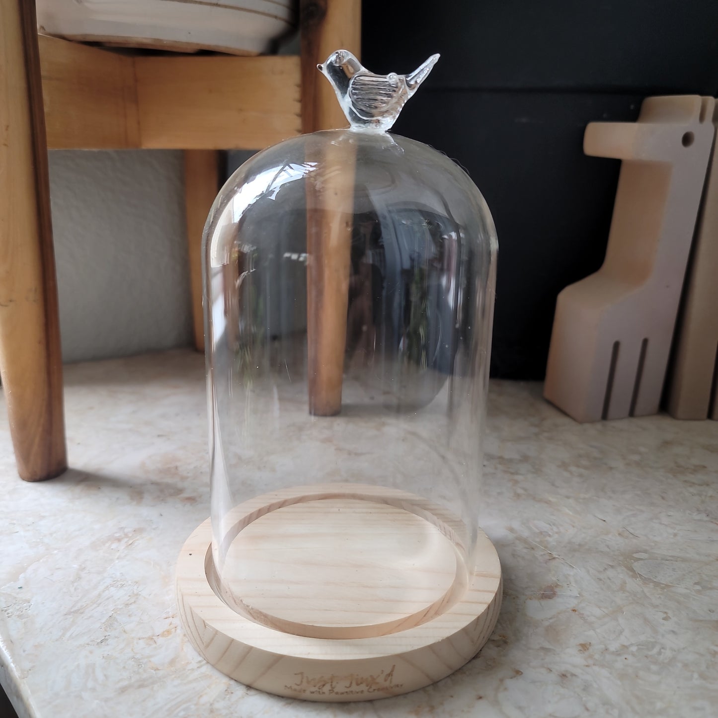 Glass Dome with Bird Topper