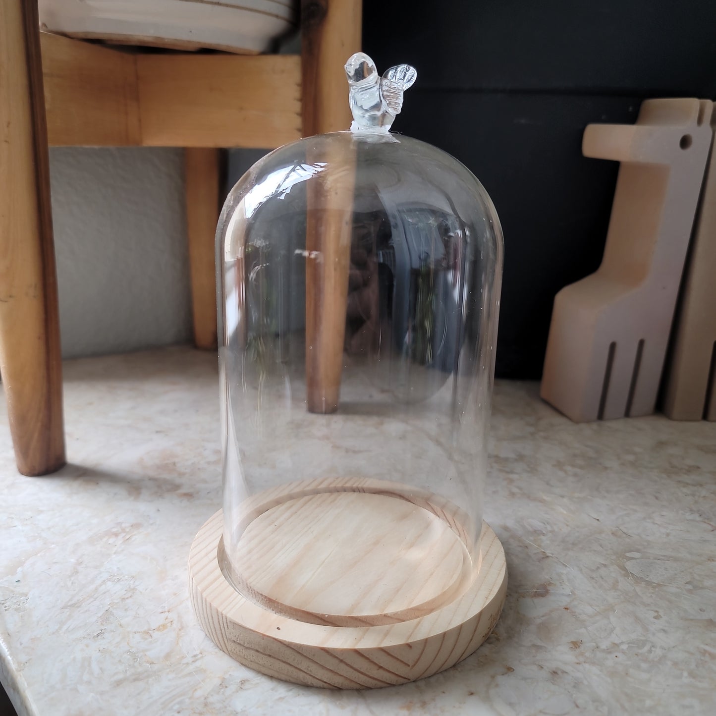 Glass Dome with Bird Topper