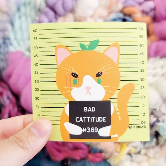 Bad Cattitude Ginger Cat Sticker – Matte 3x3”