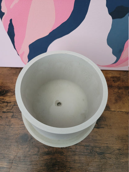 Medium 6in Concrete Planter with Tray | Simple Pot | Medium pot | Planter with Drainage Hole | Round Flower pot | Cement Plant Pot |Cute pot