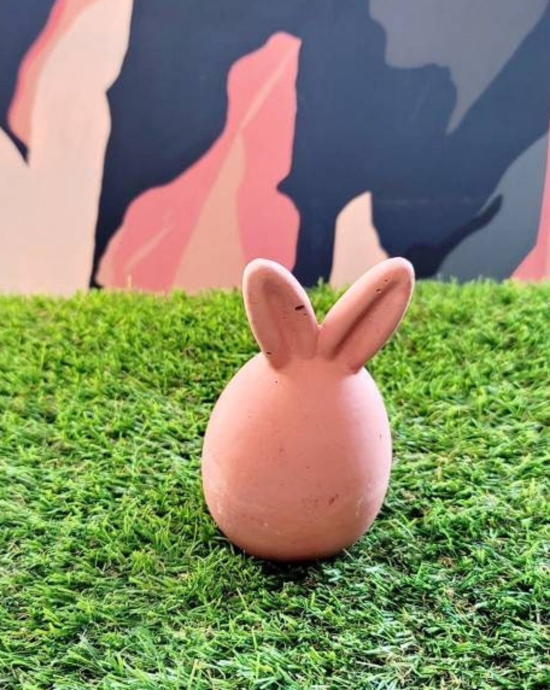 Cement Easter Egg Bunny Paperweight