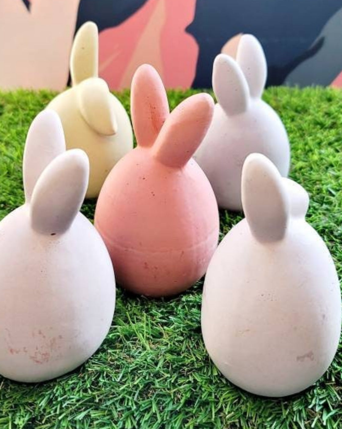 Cement Easter Egg Bunny Paperweight